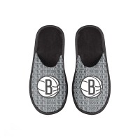 Youth Brooklyn Nets FOCO Scuff Wordmark Slide Slippers