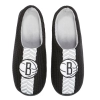 Brooklyn Nets FOCO Black Team Stripe Memory Foam Slide Slippers
