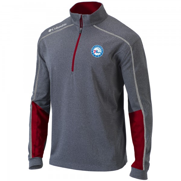 Кофта на короткой молнии Philadelphia 76ers Columbia Omni-Wick Shotgun 2.0 - Heathered Gray/Red