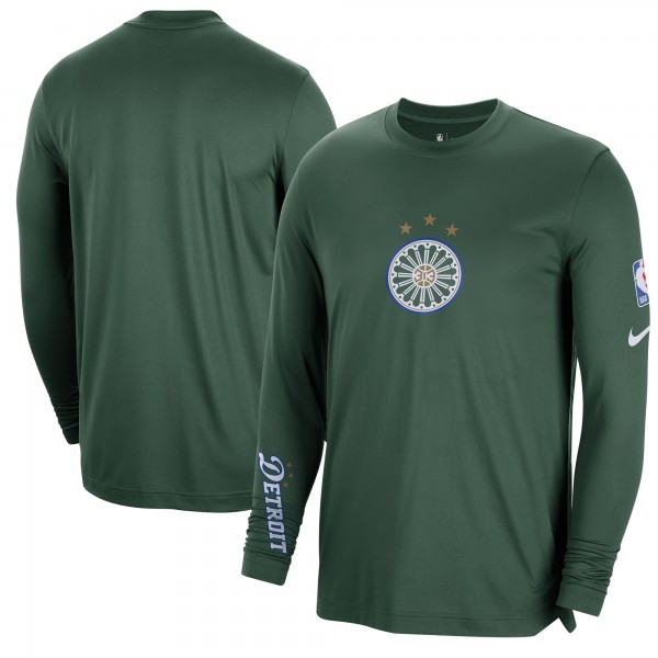 Detroit Pistons Nike 2022/23 City Edition Pregame Warmup Long Sleeve Shooting Shirt - Green