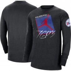Футболка с длинным рукавом Philadelphia 76ers Jordan Brand Courtside Max 90 Vintage Wash Statement Edition - Black