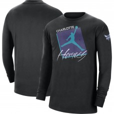 Футболка с длинным рукавом Charlotte Hornets Jordan Brand Courtside Max 90 Vintage Wash Statement Edition - Black