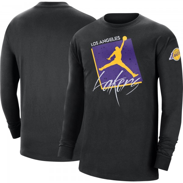 Футболка с длинным рукавом Los Angeles Lakers Jordan Brand Courtside Max 90 Vintage Wash Statement Edition - Black