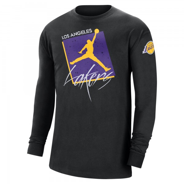 Футболка с длинным рукавом Los Angeles Lakers Jordan Brand Courtside Max 90 Vintage Wash Statement Edition - Black