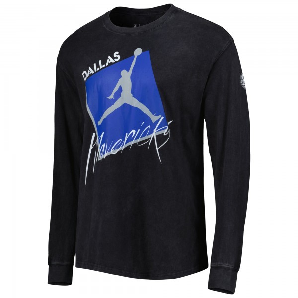 Футболка с длинным рукавом Dallas Mavericks Jordan Brand Courtside Max 90 Vintage Wash Statement Edition - Black