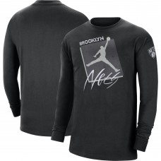Футболка с длинным рукавом Brooklyn Nets Jordan Brand Courtside Max 90 Vintage Wash Statement Edition - Black