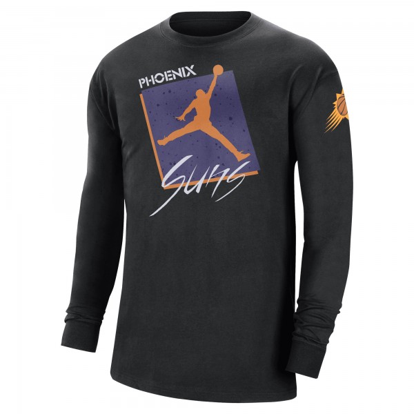 Футболка с длинным рукавом Phoenix Suns Jordan Brand Courtside Max 90 Vintage Wash Statement Edition - Black