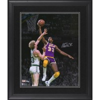 Autographed Los Angeles Lakers Magic Johnson Fanatics Authentic Framed 16 x 20 Lay Up vs. Larry Bird Photograph