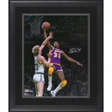 Autographed Los Angeles Lakers Magic Johnson Fanatics Authentic Framed 16 x 20 Lay Up vs. Larry Bird Photograph