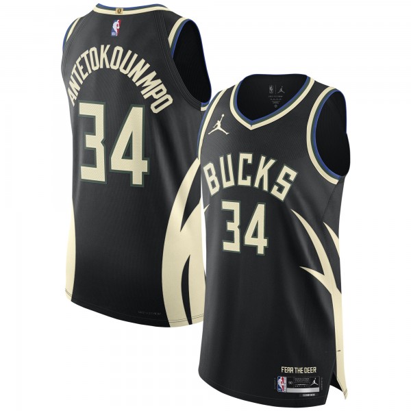 Джерси Milwaukee Bucks Giannis Antetokounmpo Jordan Brand Black Authentic Player - Statement Edition