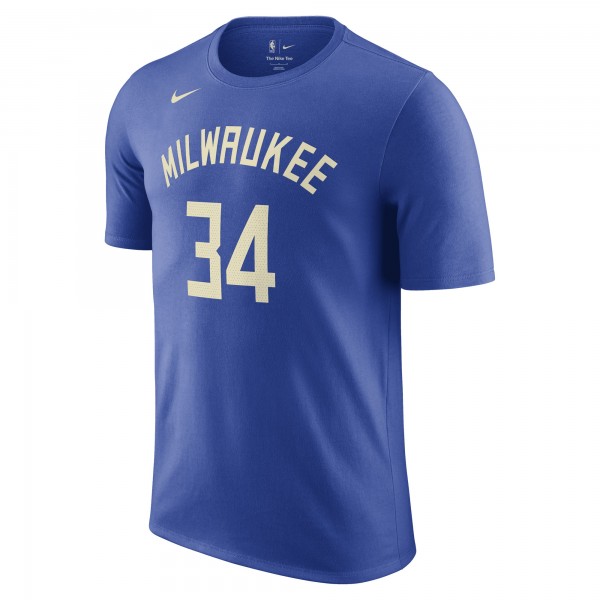 Именная футболка Giannis Antetokounmpo Milwaukee Bucks Nike 2022/23 City Edition - Royal