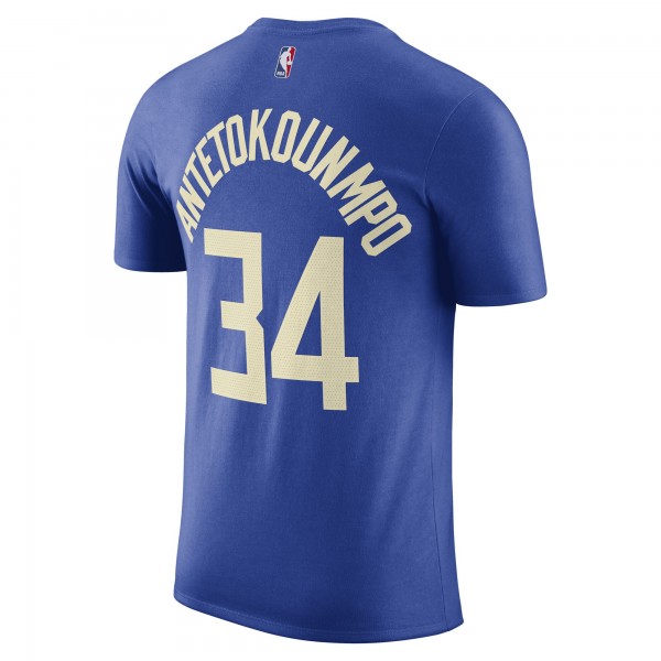 Именная футболка Giannis Antetokounmpo Milwaukee Bucks Nike 2022/23 City Edition - Royal