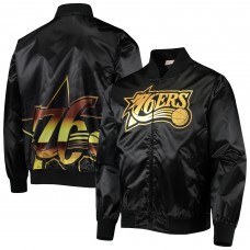 Куртка на молнии Philadelphia 76ers Mitchell & Ness Big Face 4.0 Satin - Black