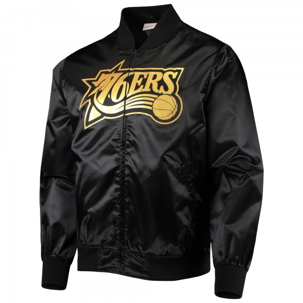 Куртка на молнии Philadelphia 76ers Mitchell & Ness Big Face 4.0 Satin - Black