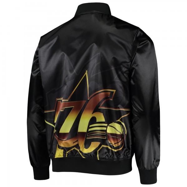 Куртка на молнии Philadelphia 76ers Mitchell & Ness Big Face 4.0 Satin - Black