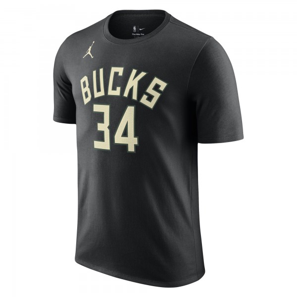 Именная футболка Giannis Antetokounmpo Milwaukee Bucks Jordan Brand 2022/23 Statement Edition - Black
