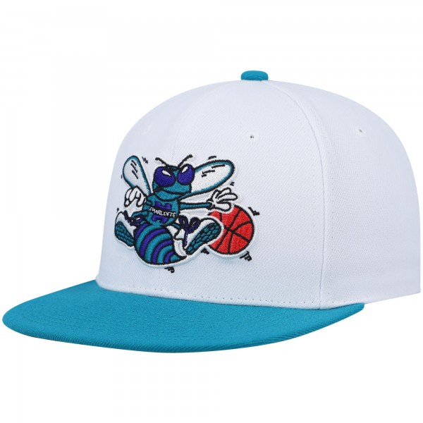 Бейсболка Charlotte Hornets Mitchell & Ness White/Teal Hardwood Classics