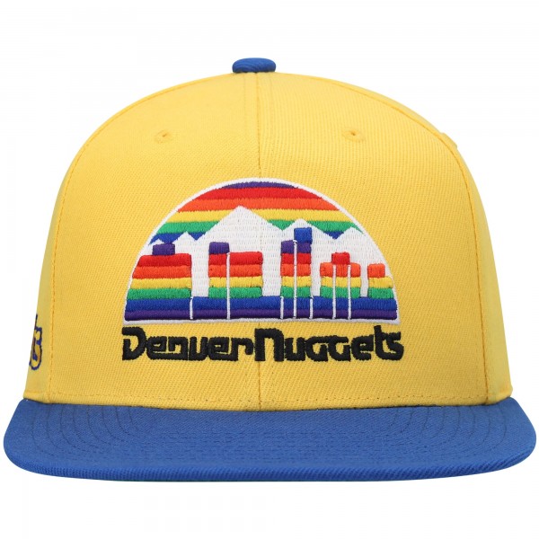 Бейсболка Denver Nuggets Mitchell & Ness Gold/Royal Hardwood Classics
