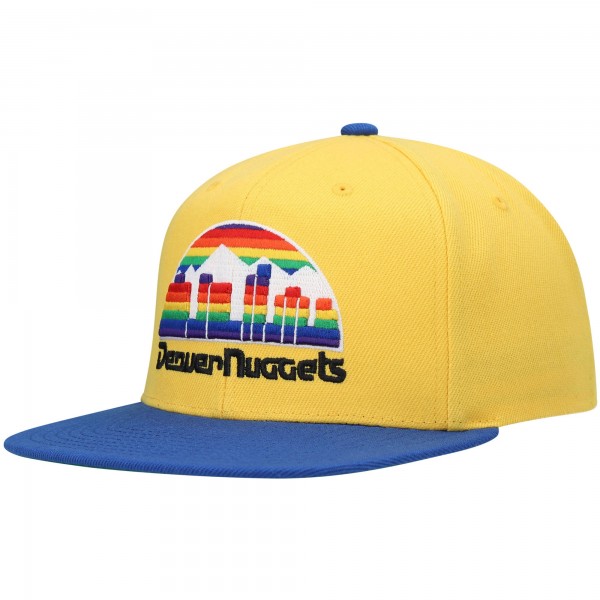 Бейсболка Denver Nuggets Mitchell & Ness Gold/Royal Hardwood Classics