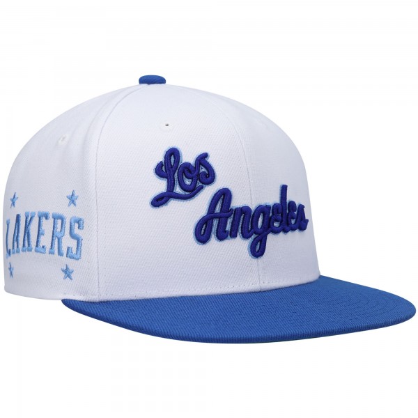 Бейсболка Los Angeles Lakers Mitchell & Ness White/Royal Hardwood Classics