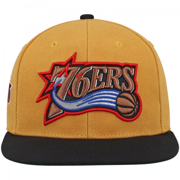 Бейсболка Philadelphia 76ers Mitchell & Ness Hardwood Classics - Gold/Black