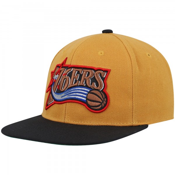 Бейсболка Philadelphia 76ers Mitchell & Ness Hardwood Classics - Gold/Black