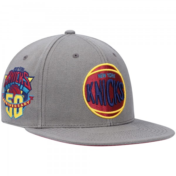 Бейсболка New York Knicks Mitchell & Ness Hardwood Classics 50th Anniversary Carbon Cabernet - Charcoal
