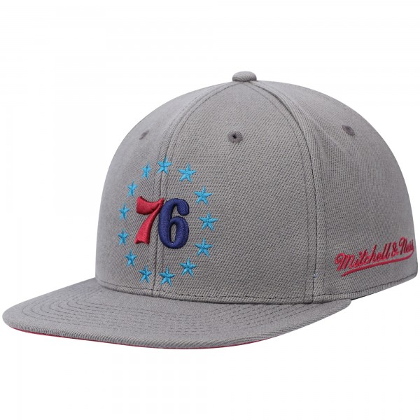 Бейсболка Philadelphia 76ers Mitchell & Ness Hardwood Classics 60th Anniversary Carbon Cabernet - Charcoal