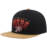 Бейсболка Philadelphia 76ers Mitchell & Ness Hardwood Classics Gradient Wordmark - Black/Tan