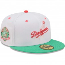 Бейсболка Los Angeles Dodgers New Era 50th Anniversary in Los Angeles Watermelon Lolli 59FIFTY - White/Green