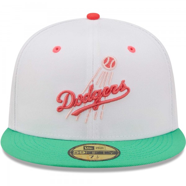 Бейсболка Los Angeles Dodgers New Era 50th Anniversary in Los Angeles Watermelon Lolli 59FIFTY - White/Green