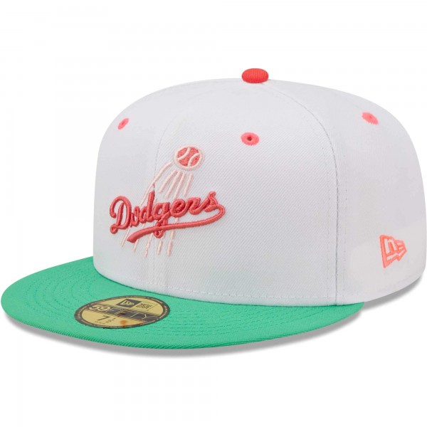 Бейсболка Los Angeles Dodgers New Era 50th Anniversary in Los Angeles Watermelon Lolli 59FIFTY - White/Green