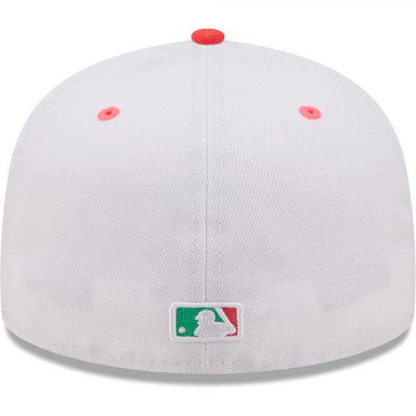 Бейсболка Los Angeles Dodgers New Era 50th Anniversary in Los Angeles Watermelon Lolli 59FIFTY - White/Green