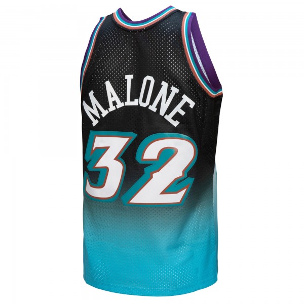 Игровая форма Karl Malone Utah Jazz Mitchell & Ness 1996/97 Hardwood Classics Fadeaway Swingman - Black/Light Blue