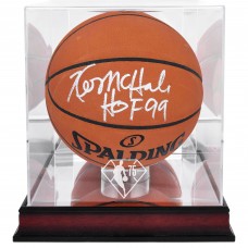 Kevin McHale Boston Celtics Authentic Autographed Spalding Official Game Basketball with HOF 99 Inscription and Mahogany NBA 75th Anniversary Logo Display Case
