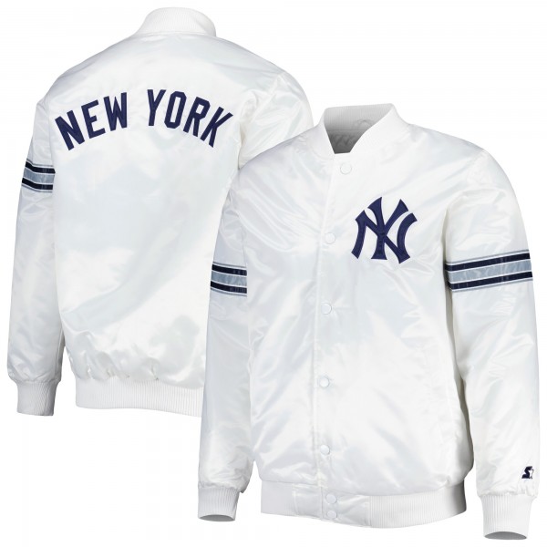 Куртка на кнопках New York Yankees Starter Power Forward Satin Varsity - White