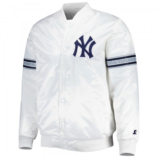 Куртка на кнопках New York Yankees Starter Power Forward Satin Varsity - White