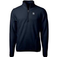 New York Yankees Cutter & Buck Navy Cascade Eco Sherpa Fleece Quarter-Zip Pullover Jacket