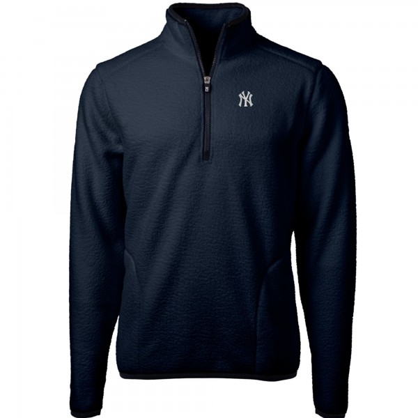 New York Yankees Cutter & Buck Navy Cascade Eco Sherpa Fleece Quarter-Zip Pullover Jacket