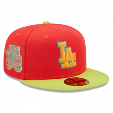 Бейсболка Los Angeles Dodgers New Era 1978 World Series  Lava Highlighter Combo 59FIFTY - Red/Neon Green
