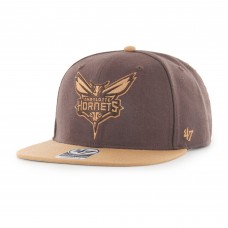 Charlotte Hornets 47 No Shot Two-Tone Captain Snapback Hat - Brown