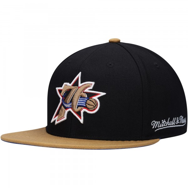 Бейсболка Philadelphia 76ers Mitchell & Ness Hardwood Classics Coast to Coast - Black/Gold