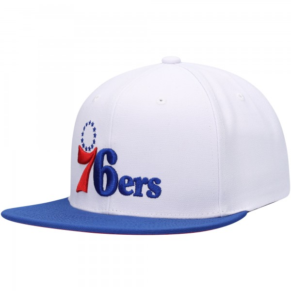 Бейсболка Philadelphia 76ers Mitchell & Ness Hardwood Classics Essentials Two-Tone Basic - White/Royal