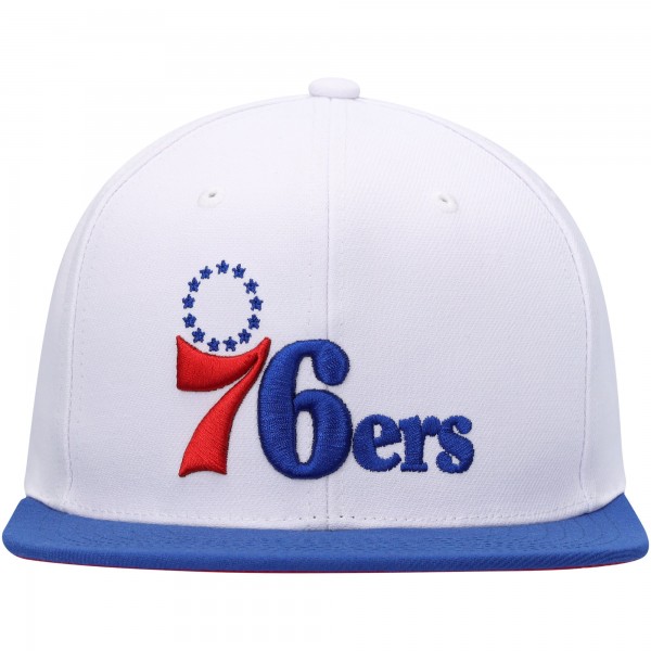 Бейсболка Philadelphia 76ers Mitchell & Ness Hardwood Classics Essentials Two-Tone Basic - White/Royal