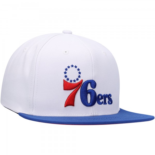 Бейсболка Philadelphia 76ers Mitchell & Ness Hardwood Classics Essentials Two-Tone Basic - White/Royal