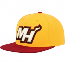 Miami Heat Mitchell & Ness Essentials Core Two-Tone Basic Snapback Hat - Yellow/Red