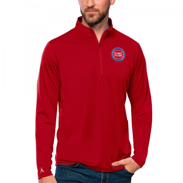 Detroit Pistons Antigua Red Tribute Quarter-Zip Pullover Top