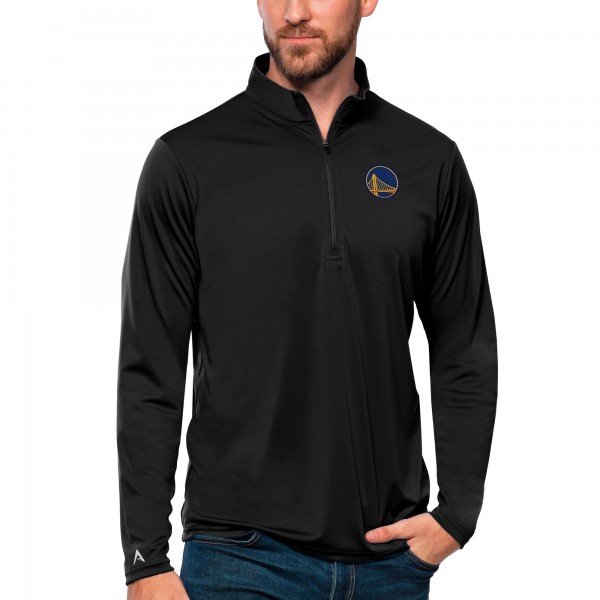 Golden State Warriors Antigua Black Tribute Quarter-Zip Pullover Top