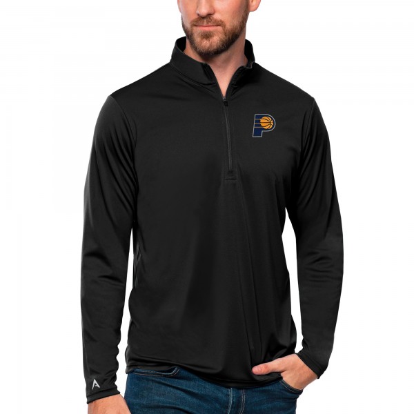 Indiana Pacers Antigua Black Tribute Quarter-Zip Pullover Top