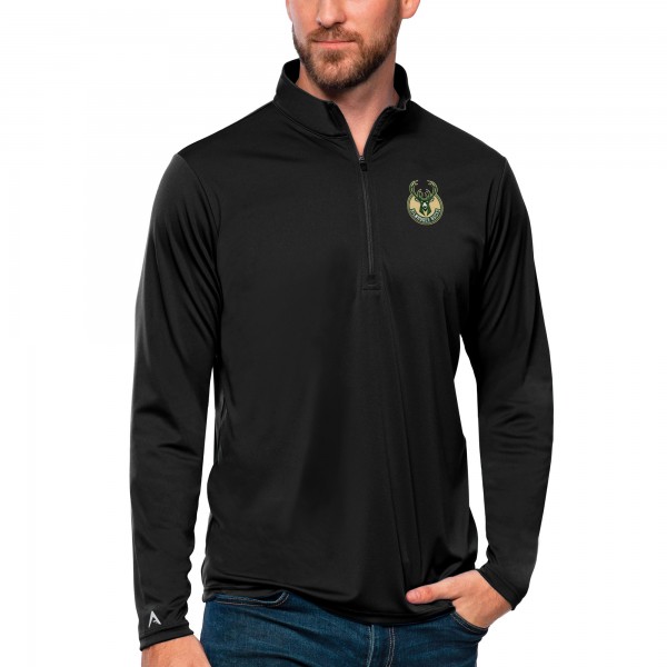 Кофта на короткой молнии Milwaukee Bucks Antigua Tribute - Black